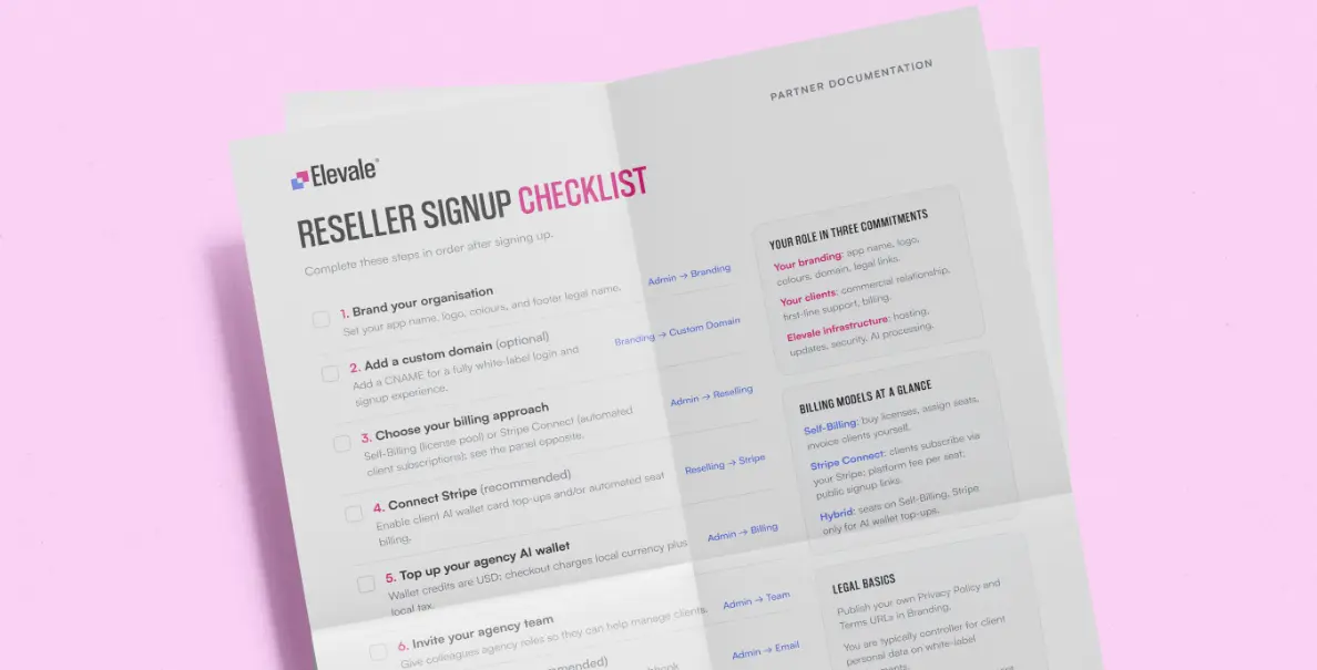Elevale Reseller Checklist